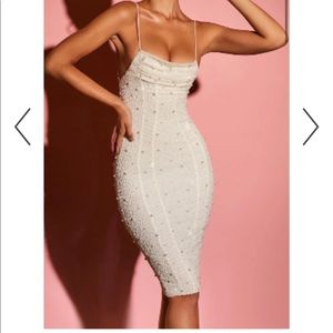 Oh Polly Riviera Pearl White midi dress